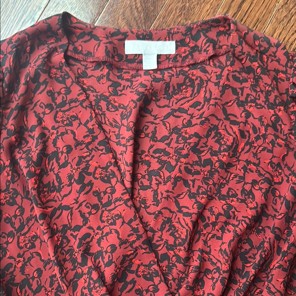Red and Black Peplum Blouse